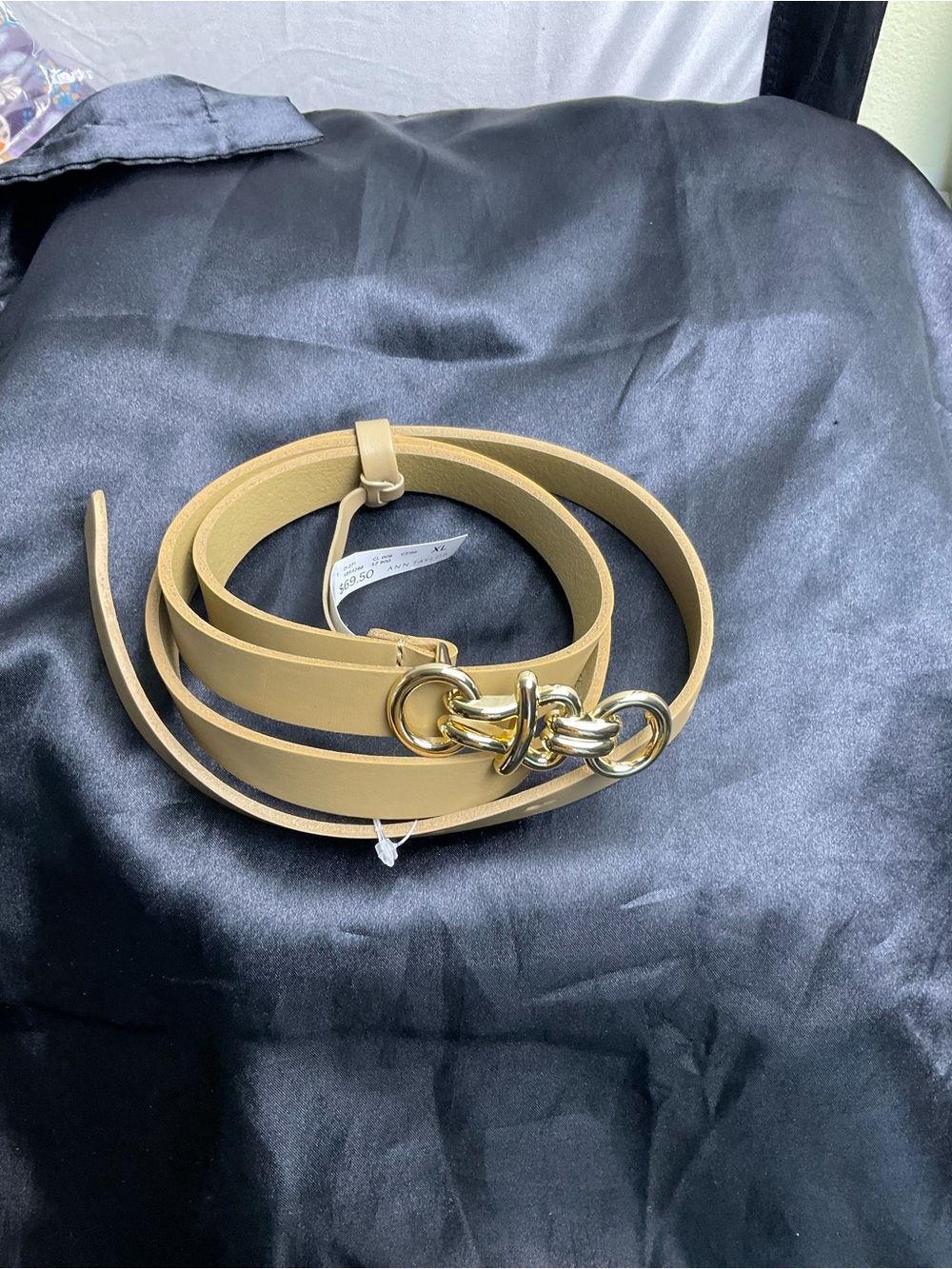 Leather Sculptural Buckle Belt - Desert Sand